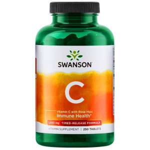 SWANSON Witamina C 1000 mg z dziką różą o przedłużonym działaniu PRZEDŁUŻONE Uwalnianie 250 tabletek (kwas l-askorbinowy) - suplement diety
