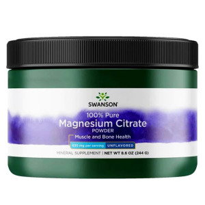 SWANSON Cytrynian Magnezu 100% czystości 244g - suplemeny diety