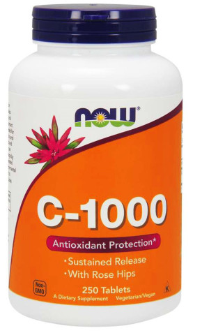 NOW Foods Witamina C-1000 z Dziką Różą PRZEDŁUŻONE UWALNIANIE 250 tabletek