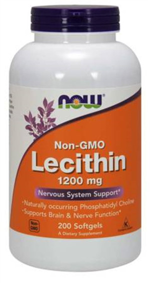 NOW Foods LECYTYNA bez GMO lecithin 1200mg 200 kapsułek Żelowych