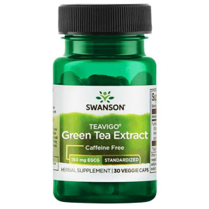 SWANSON Green Tea Extract TEAVIGO 150 mg 30 kapsułek wegetariańskich zielona herbata ekstrakt bez kofeiny