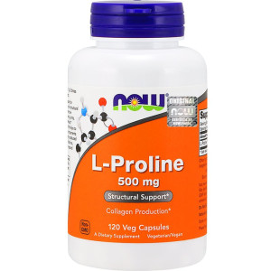 NOW Foods L- PROLINE Aminokwas L-Prolina 500 mg -suplement diety- 120 kapsułek