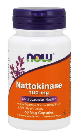 NOW Foods Nattokinase NATTOKINAZA 100mg Ekstrakt ze sfermentowanego nasienia soi - suplement diety - 60 kapsułek