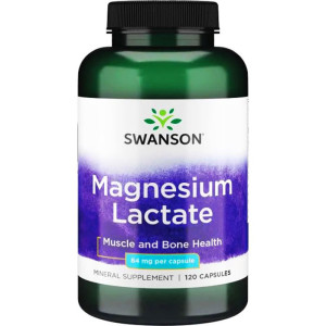 SWANSON Magnesium Lactate - Mleczan Magnezu 84mg 120 kaps.