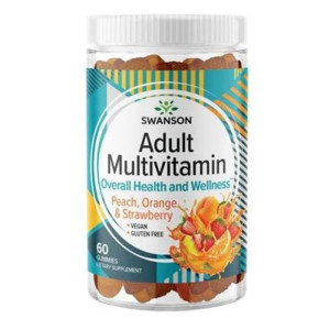 SWANSON Adult Multivitamin żelki 60 szt. multiwitamina dla dorosłych smak wiśnia, pomarańcza, truskawka