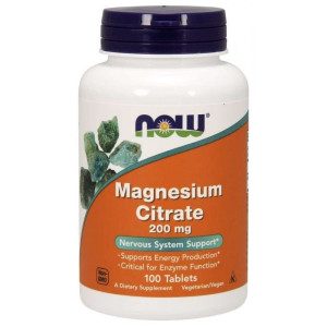 NOW Foods Cytrynian Magnezu 200 mg 100 tabletek - suplement diety