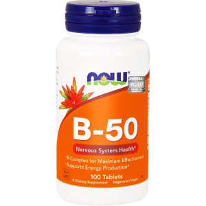 NOW Foods B-50 kompleks witamin B COMPLEX 100 TABLETEK