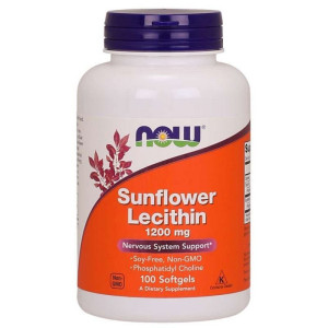 NOW Foods LECYTYNA SŁONECZNIKOWA bez GMO Sunflower lecithin 1200 mg 100 kapsułek Żelowych