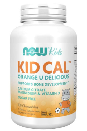 NOW Foods KID CAL do ssania (Calcium) Wapń Magnez Witamina A & D DLA DZIECI- suplement diety- 100 pastylek do Żucia