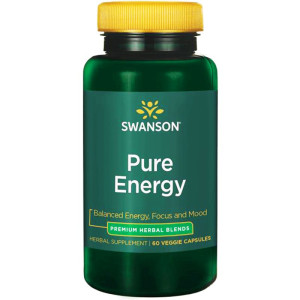 SWANSON Pure Energy CZYSTA ENERGIA/ Naturalna Kofeina / Różeniec Górski / L-Teanina / SKUPIENIE NASTRÓJ suplement diety- 60 kapsułek