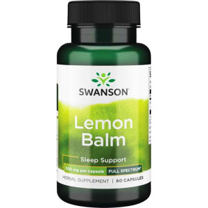 SWANSON Lemon Balm 500 mg 60 kapsułek Full Spectrum melisa lekarska
