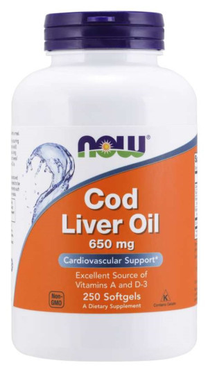 NOW Foods COD LIVER OIL TRAN 650mg 250 kapsułek