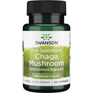 SWANSON Chaga Mushroom 400 mg 60 kapsułek wegetariańskich błyskoporek podkorowy grzyb full spectrum