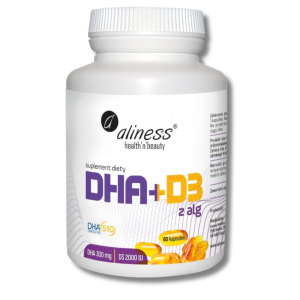 Aliness DHA Omega 300 mg z alg + D3 2000 IU 60 kapsułek