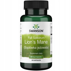 SWANSON Lion's Mane soplówka jeżowata 500 mg 60 kapsułek  Full Spectrum hericum