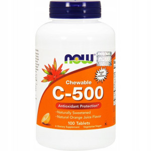 NOW Foods Witamina C-500 - 100 pastylek do ssania o smaku pomarańczowym
