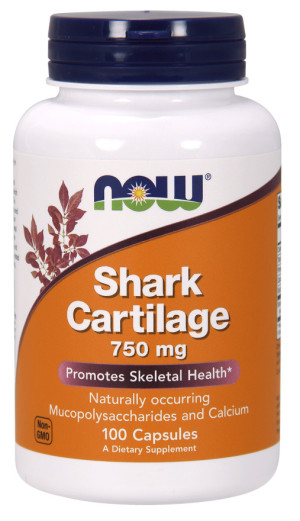 NOW Foods Shark Cartilage 750mg 100kapsułek Chrząstka Rekina - suplement diety