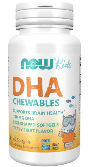 NOW Foods Bio Pure DHA dla dzieci kwasy OMEGA-3 ODPORNOŚĆ 100mg 60 kapsułek