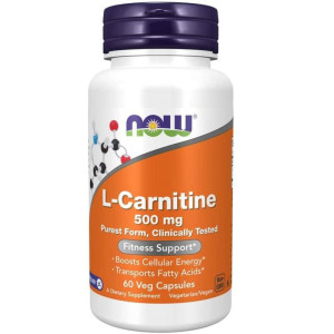 NOW Foods L-KARNITYNA - Carnitine - 500mg - suplement diety - 60 kapsułek