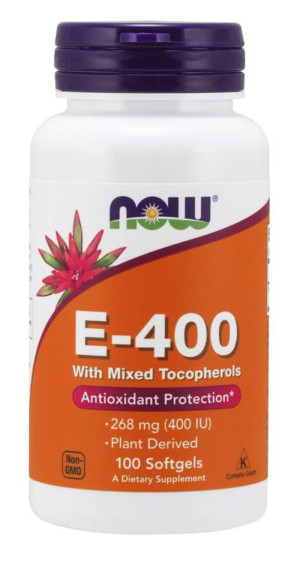 NOW Foods WITAMINA E-400 Naturalna NATURAL - mieszanka tokoferole MIXED TOCOPHEROLS - 100 kapsułek Żelowych