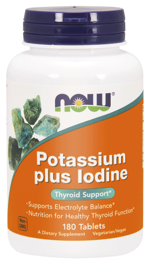 NOW Foods Potas + Jod POTASSIUM PLUS IODINE 180 tabletek