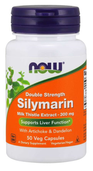 NOW Foods MILK THISTLE EXTRACT SILYMARIN Double Strength ekstrakt OSTROPEST PLAMISTY 300mg 50 kapsułek wegetariańskich