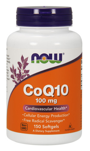NOW Foods Koenzym Q10 + Witamina E 100mg 150 kapsułek wegetariańskich/wegańskich  CoQ10 - suplement diety