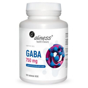 Aliness GABA 750 mg 100 tabletek vege kwas gamma-aminomasłowy gamma amino butyric acid