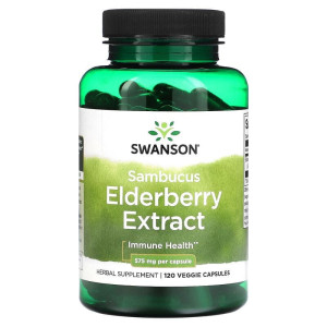 SWANSON Elderberry Extract 575 mg 120 kapsułek wegetariańskich czarny bez ekstrakt