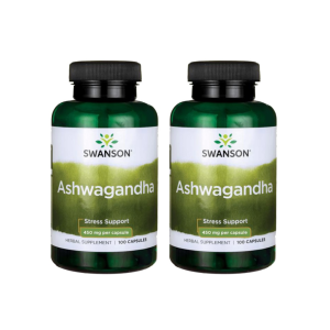 [Zestaw] 2X SWANSON Ashwagandha 450mg (żeń-szeń indyjski) - Pamięć - Koncentracja- Stres - suplement diety - 100 kapsułek