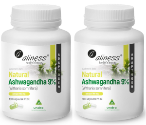 [Zestaw] 2x Aliness ASHWAGANDHA 560 mg Naturalna Ekstrakt 4:1 Żeń Szeń Indyjski -suplement diety- 100 kapsułek