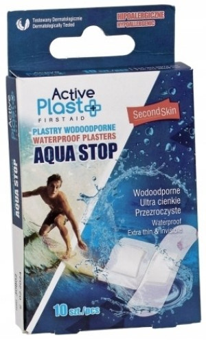 Active Plast Aqua Stop mix Plastry wodoodporne ultra cienkie przezroczyste 10 szt.
