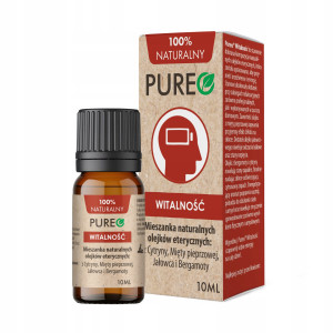 Pureo Witalność mieszanka naturalnych olejków eterycznych z cytryny, mięty pieprzowej, jałowca i bergamoty 10 ml