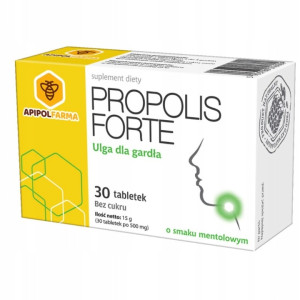 APIPOL PROPOLIS FORTE 30 tabletek bez cukru o smaku mentolowym