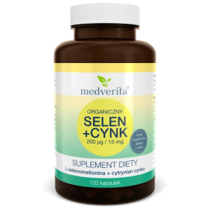 Medverita Selen Organiczny + Cynk 200 mcg + 15 mg 120 kapsułek