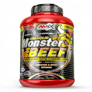 Amix Anabolic Monster Beef 90% Forest Fruits 2200 g Delicate Creamy Hardcore Beef Enzyme Hydrolyzed Protein