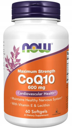 NOW Foods Koenzym Q10 CoQ10 600 mg + Witamina E 60 kapsułek