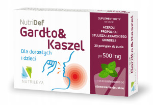 NUTRILEYA NutriDef Gardło Głos pastylki do ssania 20 szt Smak mięty - BEZ CUKRU