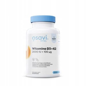 Osavi Witamina D3 + K2, 2000 IU + 100 mcg 120 kapsułek