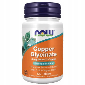 NOW Foods Copper Glycinate 3 mg Albion 120 tabletek Diglicynian miedzi