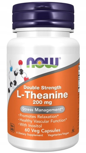 NOW Foods Double Strength L-Theanina 200 mg 60 kapsułek