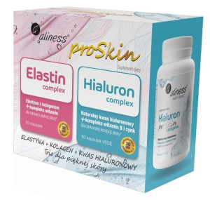 Aliness ProSkin Elastin Complex + Hialuron Complex 2 x 60 kapsułek elastyna kolagen kwas hialuronowy (1)