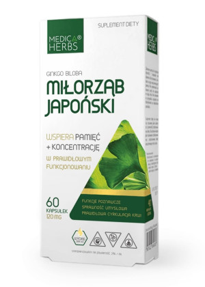 Medica Herbs MIŁORZĄB JAPOŃSKI Ginkgo Biloba - suplement diety - 120mg -  60 kapsułek