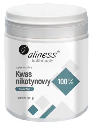 Aliness Kwas Nikotynowy proszek 100 g czysty 100% niacyna flush effect