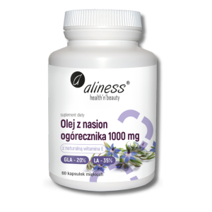 Aliness Olej z nasion ogórecznika 1000 mg 60 kapsułek GLA 20% 200 mg LA 35%  350 mg