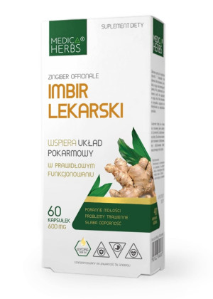 Medica Herbs IMBIR ekstrakt 10:1  600mg  60 kapsułek - suplement diety