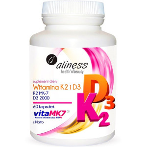 Aliness Witamina K2 MK-7 100 µg z Natto i D3 2000 IU 60 kapsułek