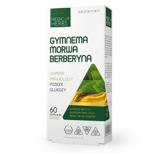 Medica Herbs GYMNEMA / MORWA BIAŁA / BERBERYNA - poziom cukru - 60 kapsułek