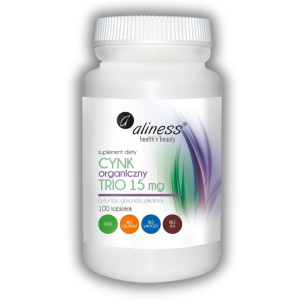 Aliness Cynk Organiczny Trio 15 mg 100 tabletek cytrynian glukonian pikolinian