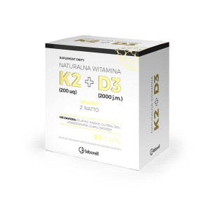 Laborell Witamina K2 MK-7 z natto 200mcg + D3 2000 IU - 90 kapsułek